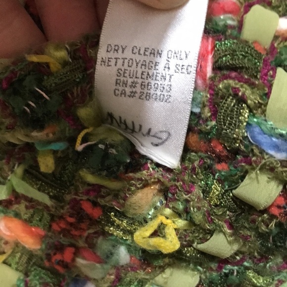 Cynthia Steffe Olive Ruffle Velvet Trim Multicolor Ribbon Basket Weave Jacket - Picture 9 of 11